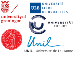 Logo's of the Universities of Groningen, Lausanne, Oslo, Brussels Libre and Erfurt
