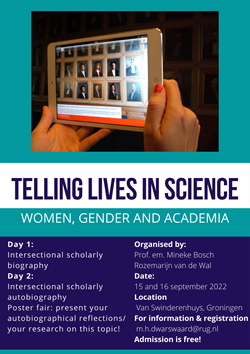 Event poster containing basic info, and a photo of someone viewing the portraits of the Senate chamber on a tablet, while in the background, dimly, that portrait gallery is visible.
