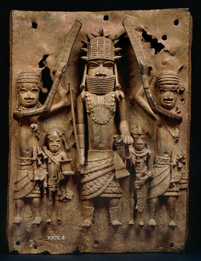 Benin Bronze plaque depicting a royal court