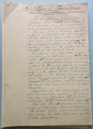 First page of a manuscript (undated) by Kapteyn for the 'Plan of Selected Areas'.