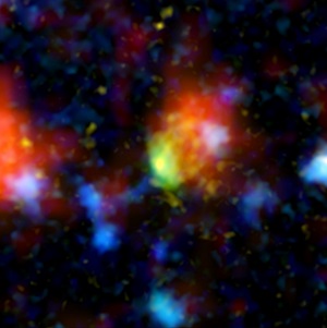 The baby-boom galaxy is an example of a distant galaxy with a growth spurt. (c) NASA/JPL-Caltech/Subaru/STScI/P. Capak