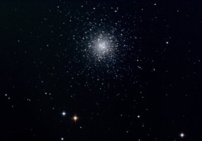 An image of the globular cluster M53 (Messier 53), taken with the 'broadband' B- (blue), V- (green) and R- (red) band filters.