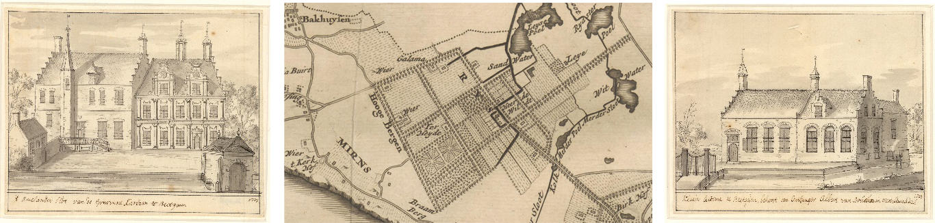 Detail of a map of Schotanus and two country houses, made by J. Stellingwerf [Coll. Tresoar Leeuwarden]