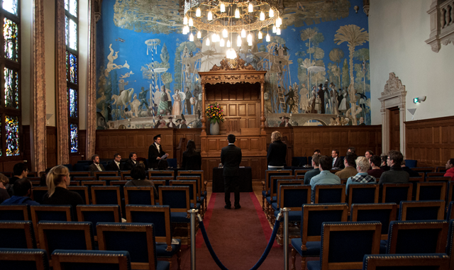 The ceremony takes place in the Aula