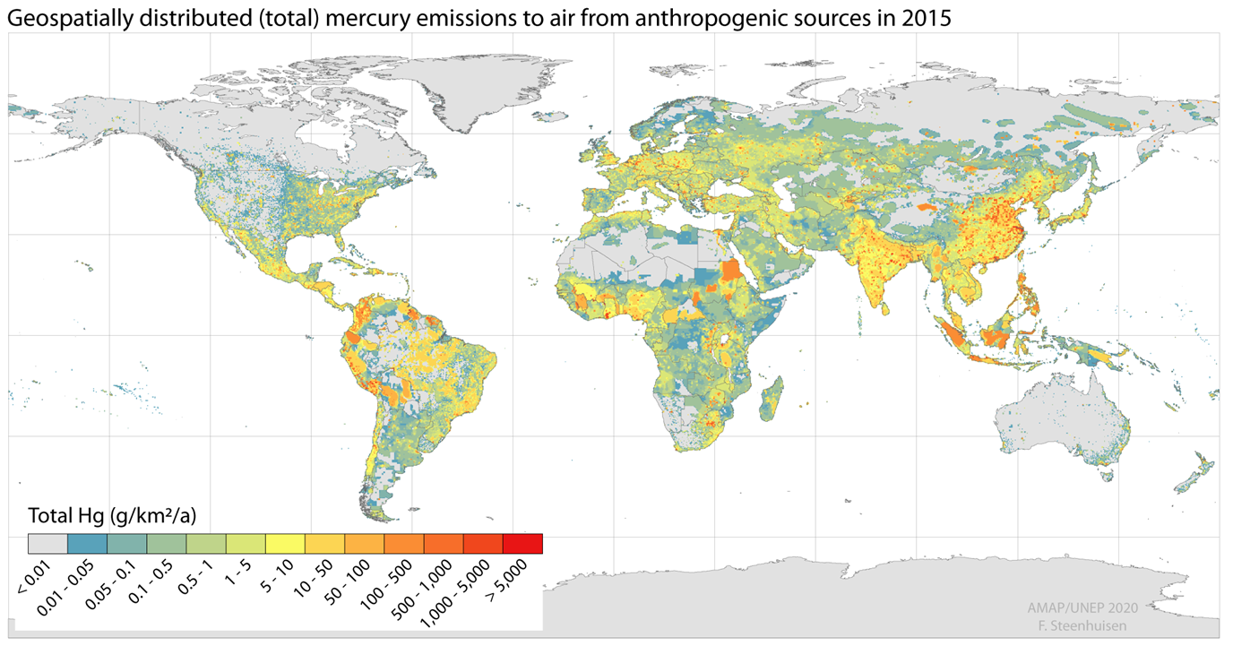Geospatially distributed (total) mercury emissions to air from anthropogenic sources in 2015