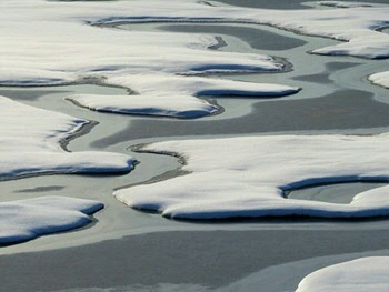 Melting Arctic sea ice north of Spitsbergen in summer 2019