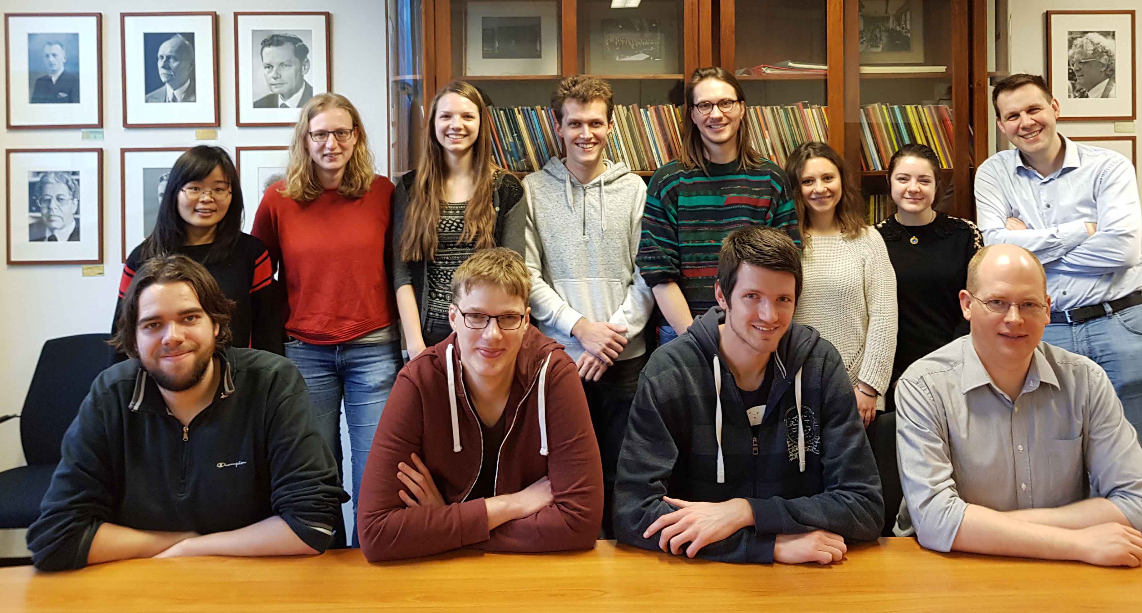 Group photo January 2018: Back row: Chen, Eijsink, Siebe, Kasper, Steen, Alessia, Laura, Browne, Front row: Cerpentier, Canrinus, Kortekaas, de Boer