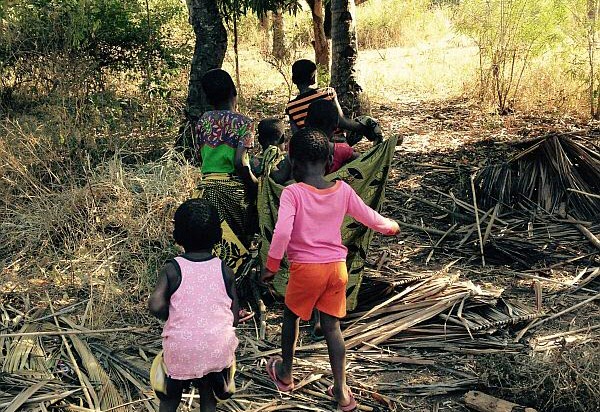 Children walking to the farms