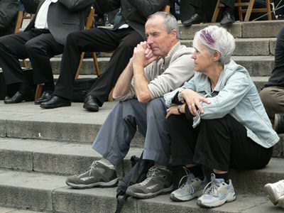 Couple listening to music