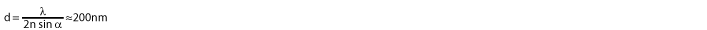 (d = Minimal resolvable distance of two objects; lambda = wavelength of light, n sin(alpha) = numerical aperture).