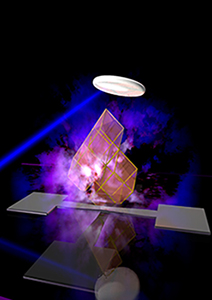 Artistic view of pulsed laser deposition of hafnia-based thin films