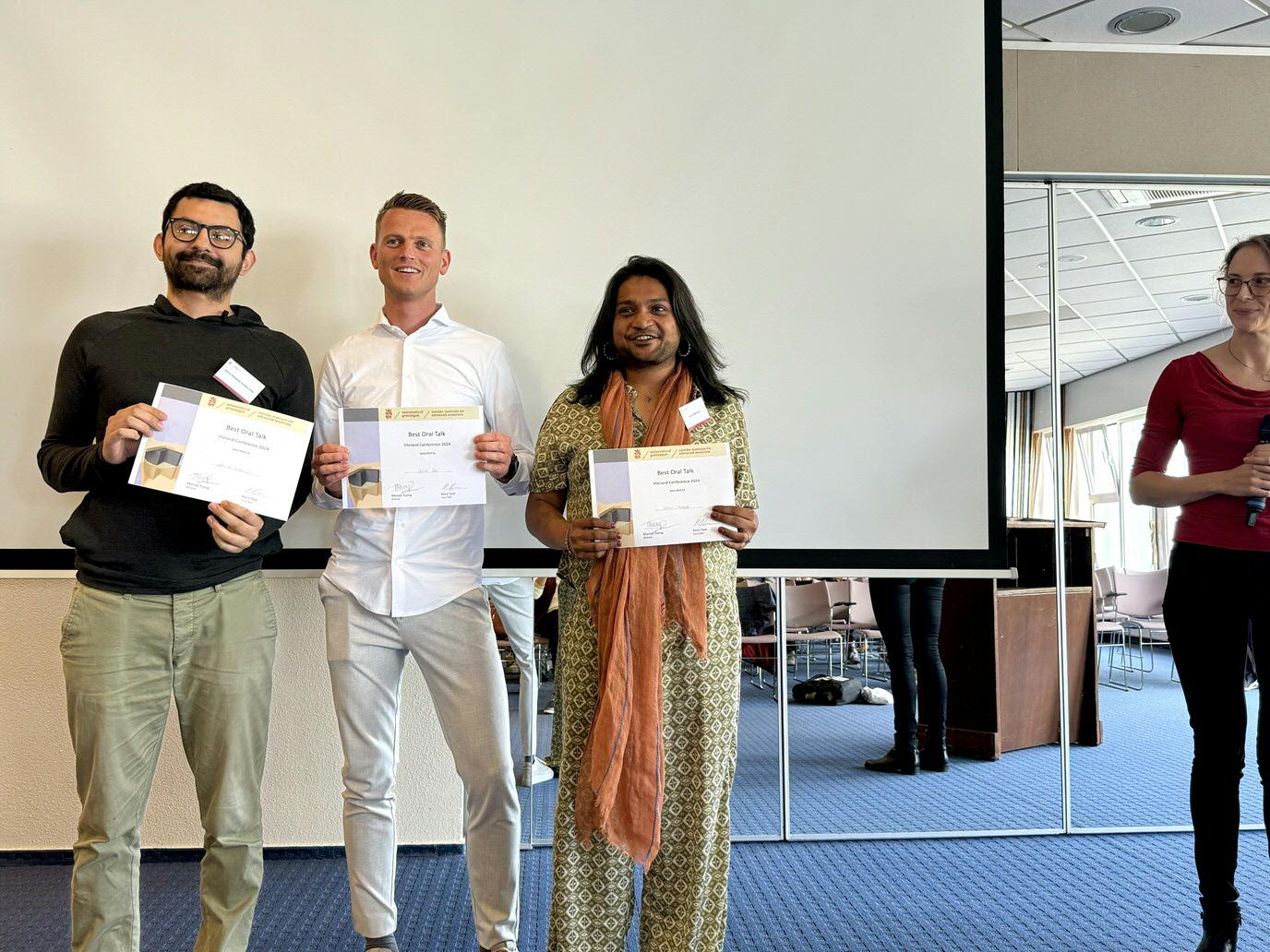 Cedric, Corniek & Adrivit (Best oral presentation) with jury chair Kasia Tych