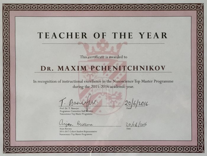 Pchenitchnikov teacher of the year