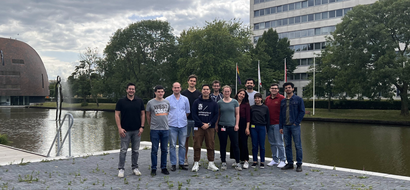 Optospintronics group (July 2023). From left to right: Marcos, Tamas, Anders, Jan, Aaron, Freddie, Rixt, Stella, Cedric, Anna, Kostas, and Harshan.