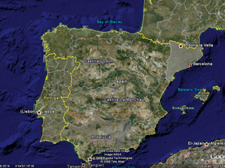 In Spanje / Catalonië zijn scholen rond Barcelona aangesloten op het SchoolCO2web. ©Google Earth.