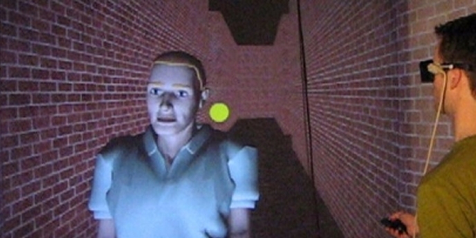 A person with VR glasses