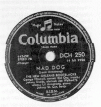 Etiket op de 78-toerenplaat van Mad dog