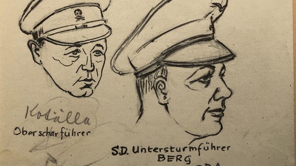 Portrets of the German guards drawn by Kornelis Mulder. Source: RTV Noord
