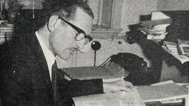 Kornelis Mulder working on his scrapbook in the 1950’s. Source: RTV Noord