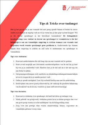 Tips & Tricks over taalangst. Klik op de afbeelding om deze te vergroten.