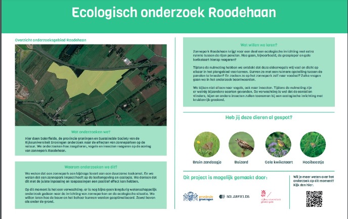 Informatiebord over aanleg zonnepark en ecologisch onderzoek