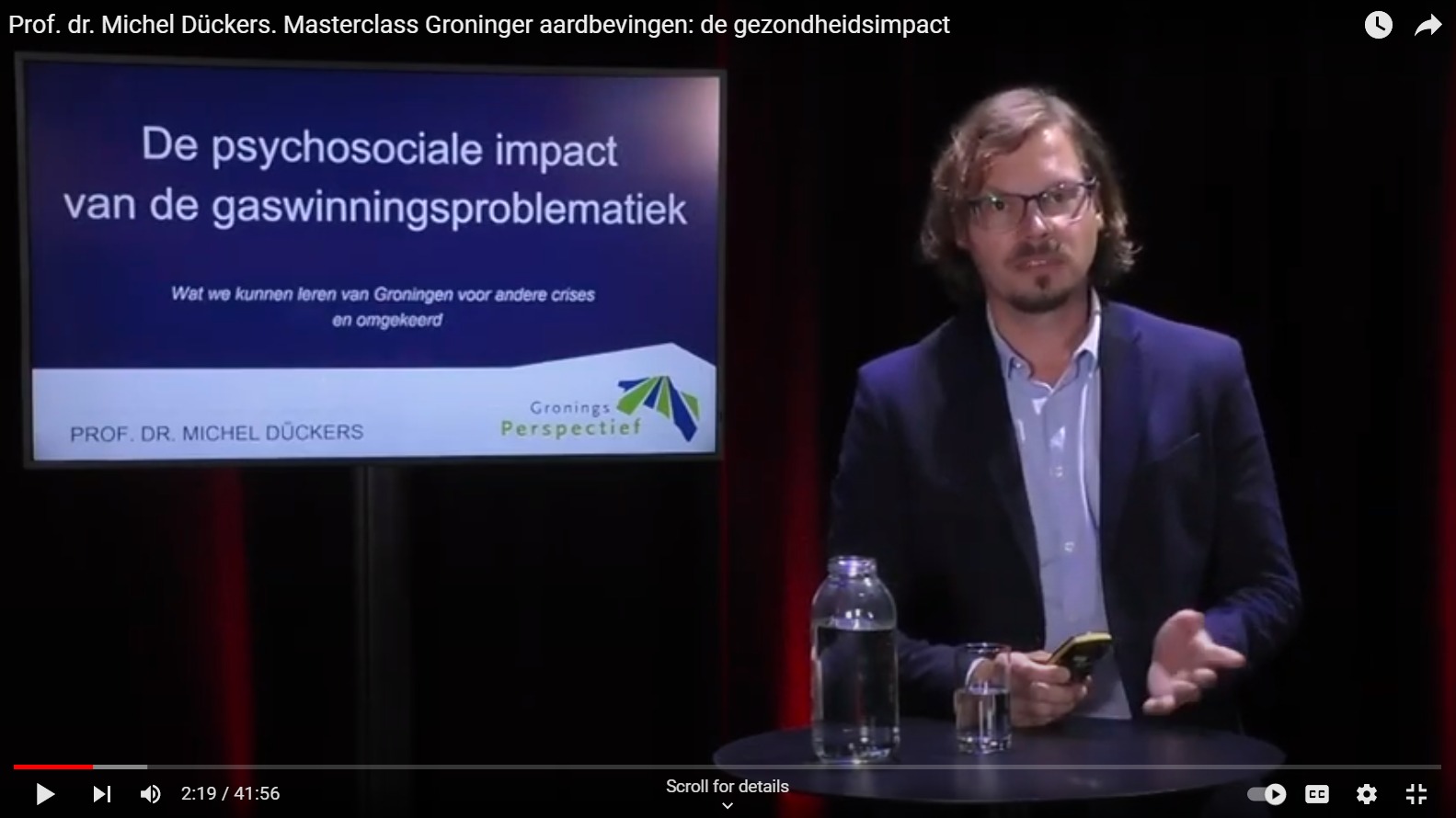 Prof. dr. Michel Dückers. Masterclass Groninger aardbevingen: de gezondheidsimpact van de gaswinningsproblematiek