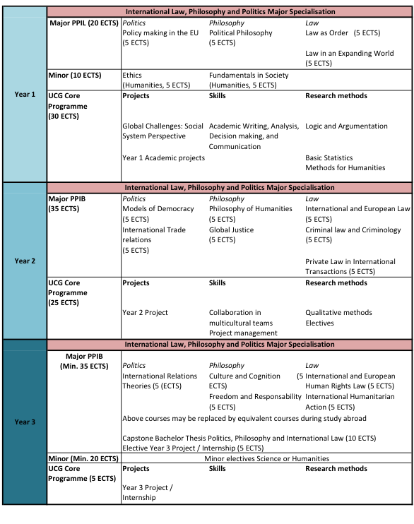 The BA programme for the PPIL specialisation