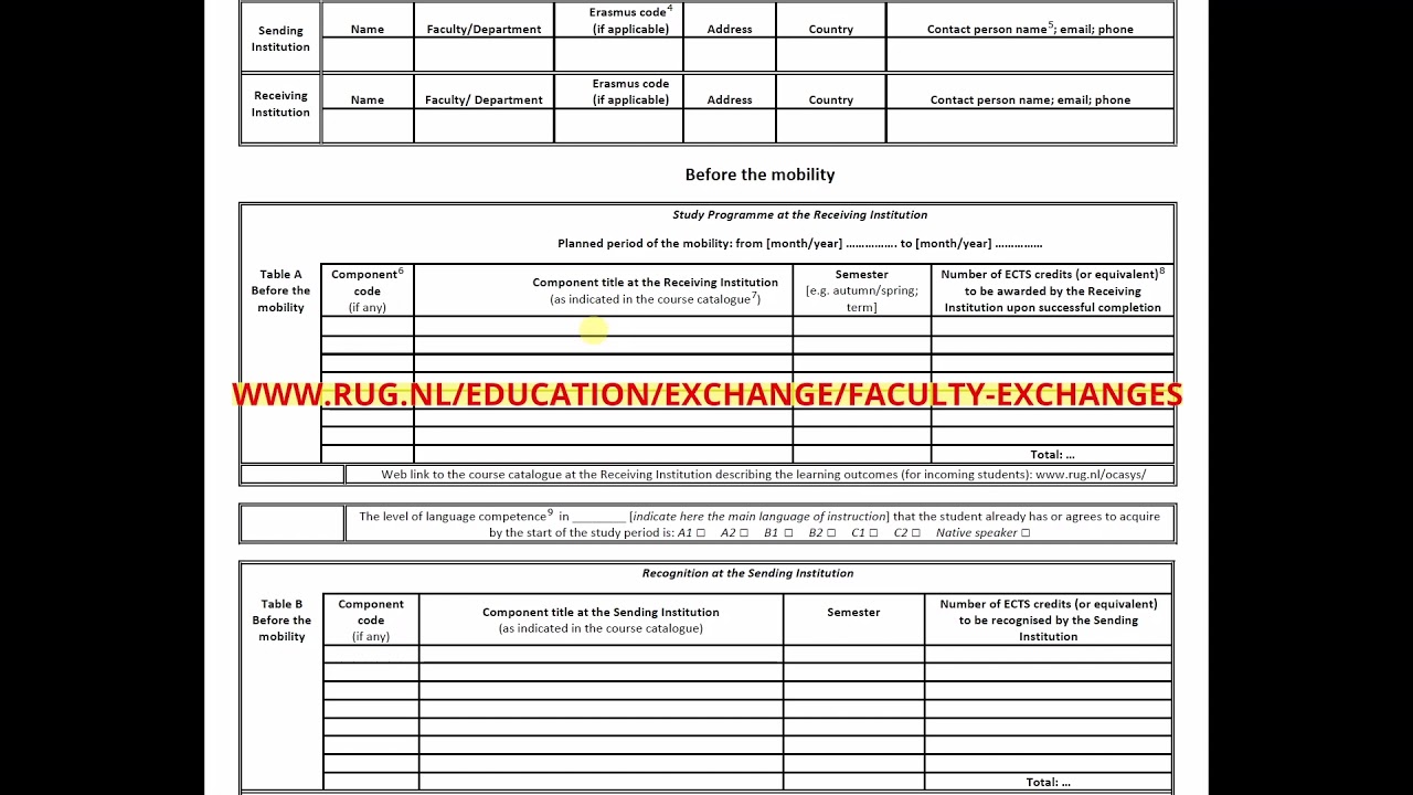 ICM - Learning Agreement instruction