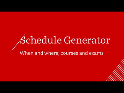 Schedule Generator tutorial