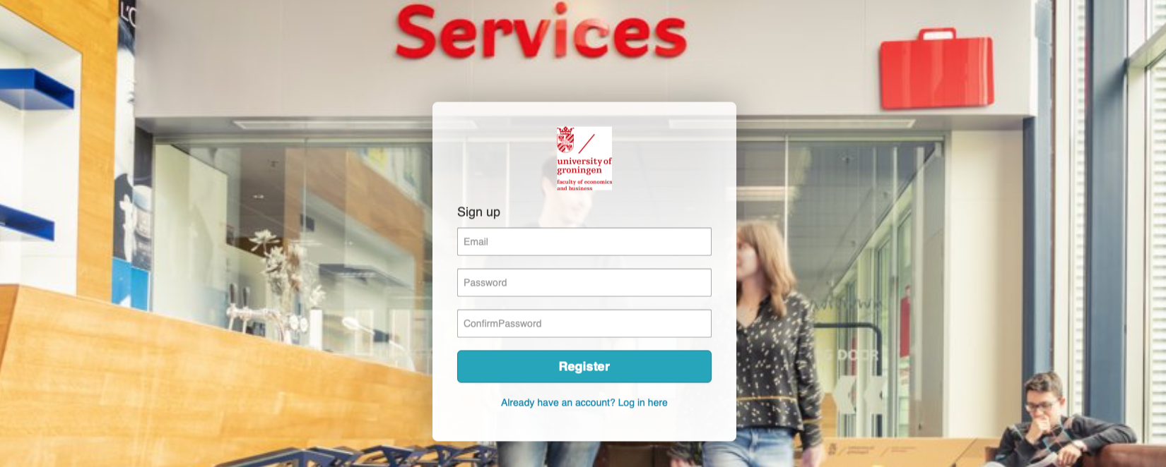 Create a new user account, if you log-in for the first time.