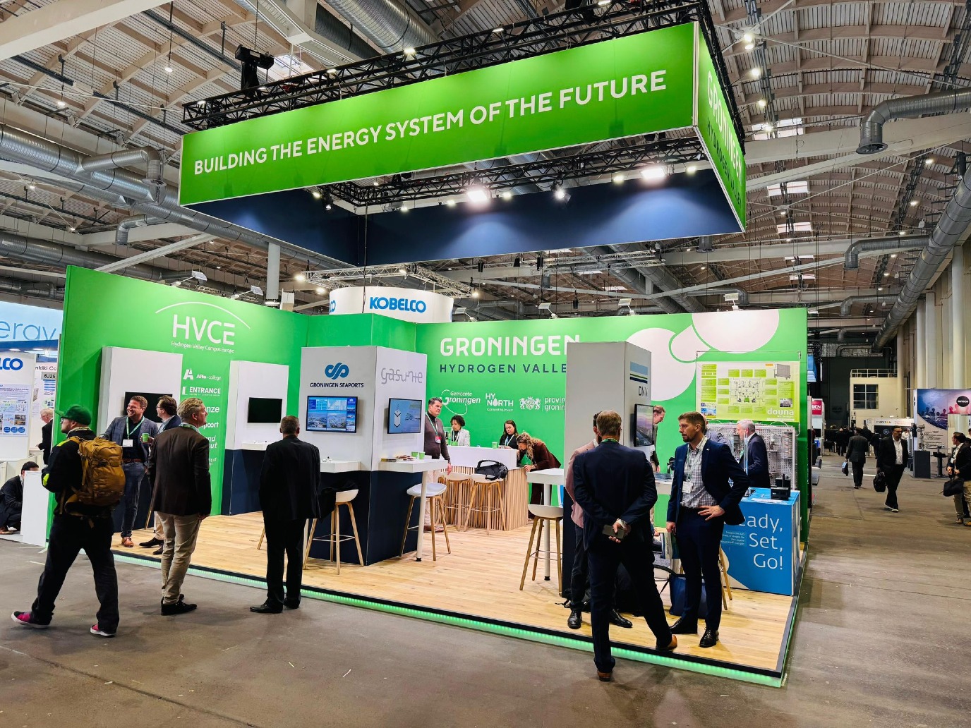 Stands from the Groningen Hydrogen Valley showcasing regional hydrogen innovations